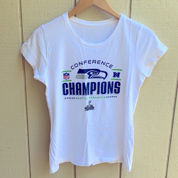 NFL Seattle Seahawks white graphic T-shirt Sz S Super Bowl championship Game - Picture 1 of 5
